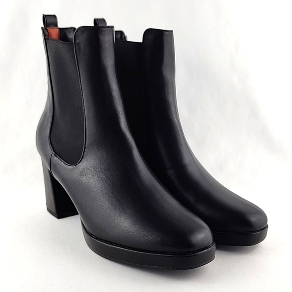 French Connection Black Vegan Leather Platform Tall Ankle Boots Size  US8 - Picture 4 of 16